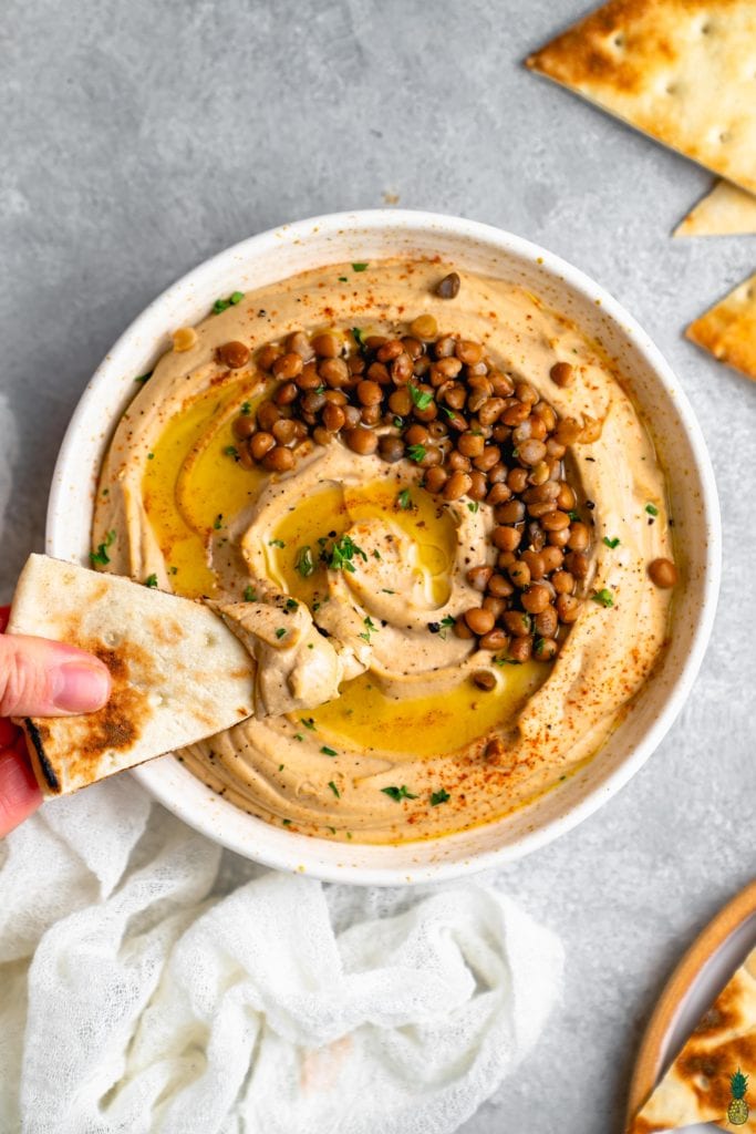 action shot 5 minute lentil hummus by sweet simple vegan