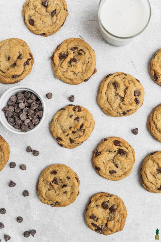 The perfect vegan chocolate chip cookies with almond milk