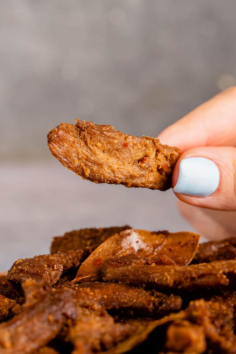 close up of Filipino Adobo Inspired Jerky