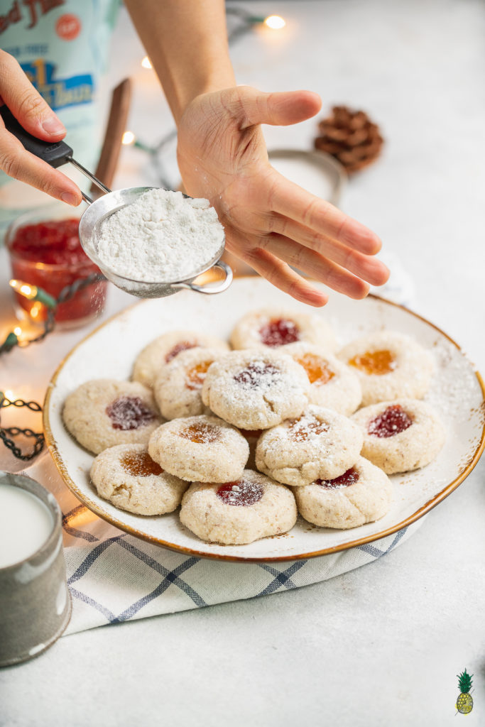 Vegan Gluten-free Thumbprint Cookies with Apricot and Strawberry Jam