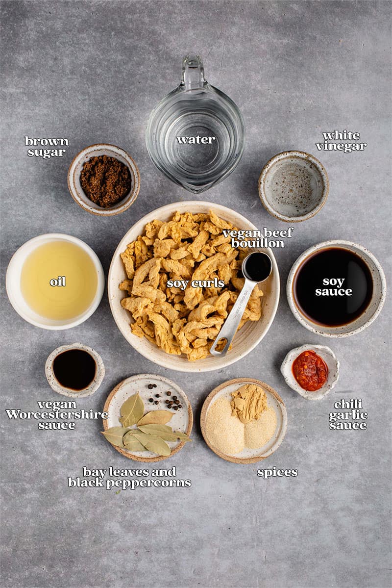 ingredients for vegan filipino adobo inspired jerky