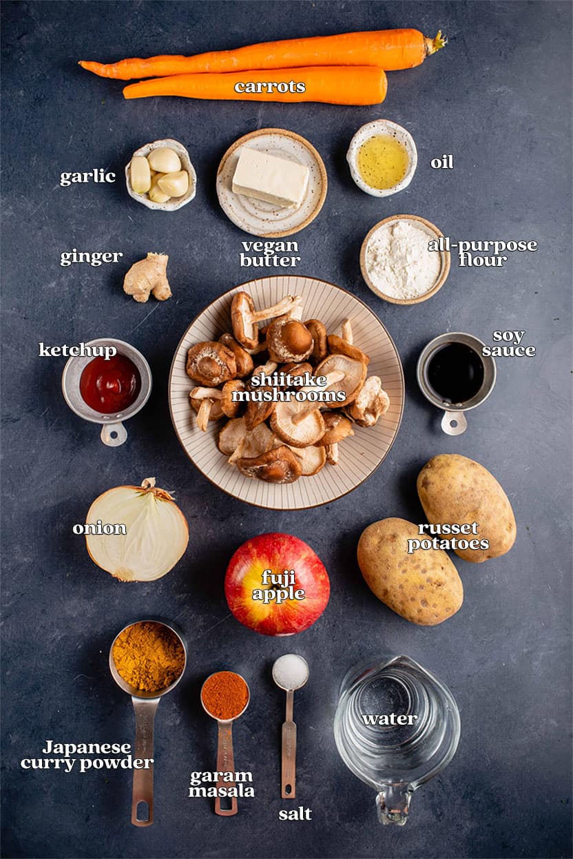 overhead image of ingredients on dark background