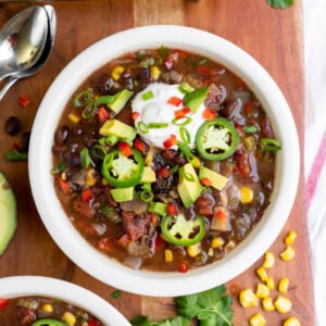 Instant Pot Black Bean Soup Overhead Close Up