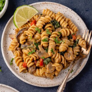 Instant Pot Creamy Red Curry Pasta White Plate
