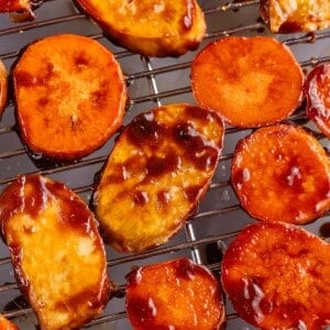 photo of candied sweet potatoes on cooling rack (kamotecue)