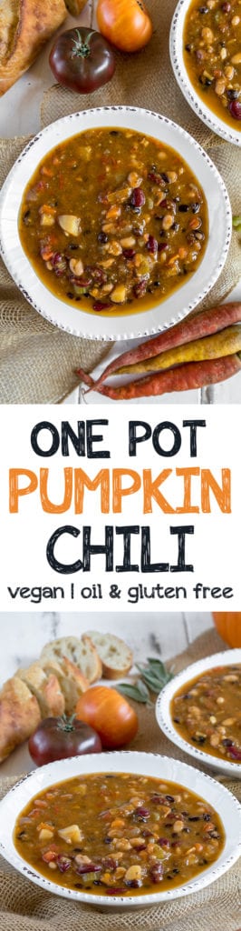 Easy Vegan One Pot Pumpkin Chili {oil & gluten-free} sweetsimplevegan.com #vegan #oilfree #chili #pumpkin #fall