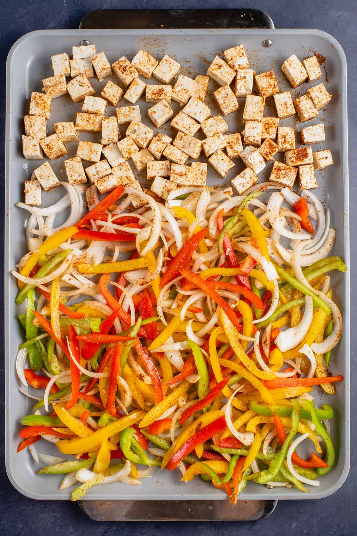 sheet pan tofu fajitas