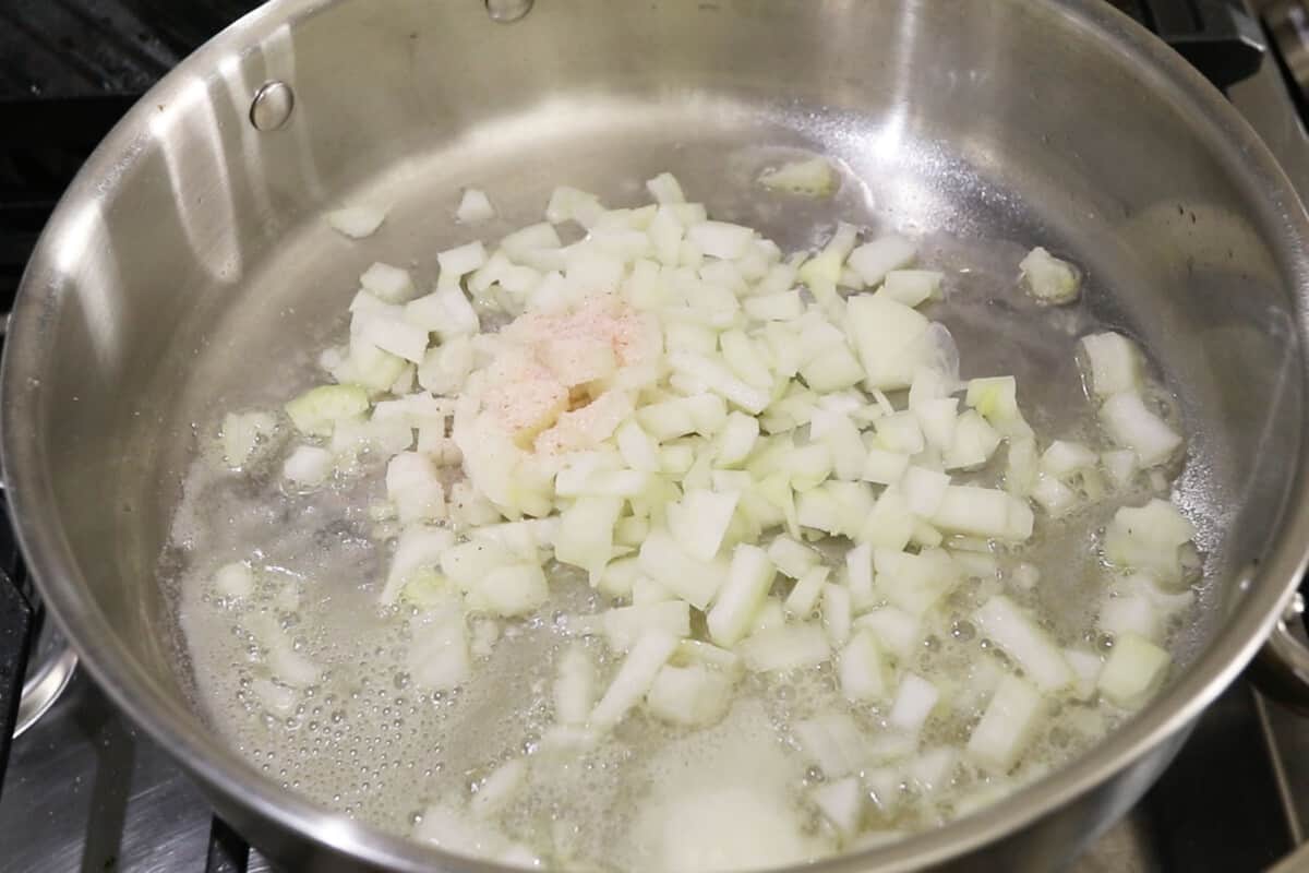 butter onions and salt cooked in a pan