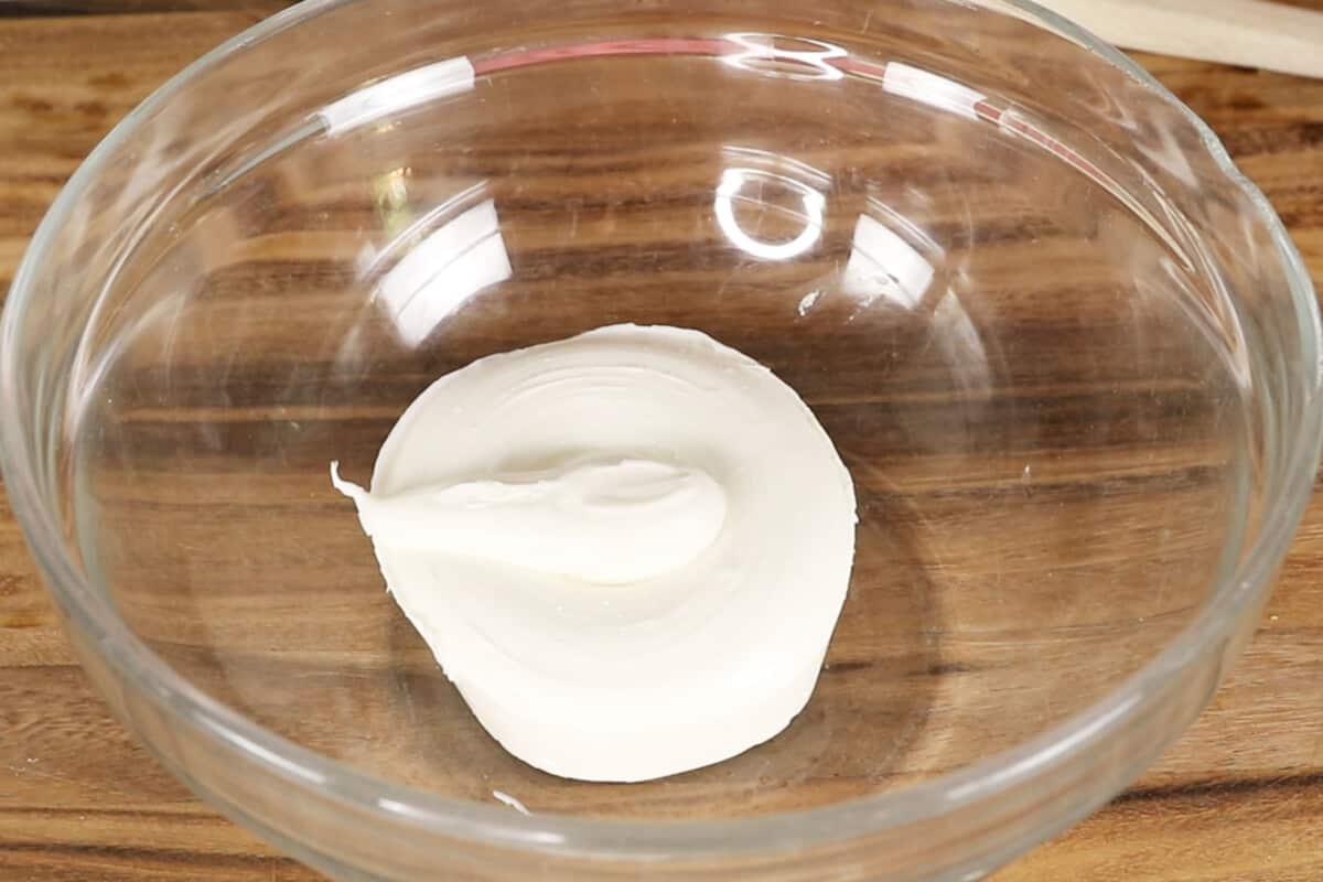 step by step cream cheese in a bowl