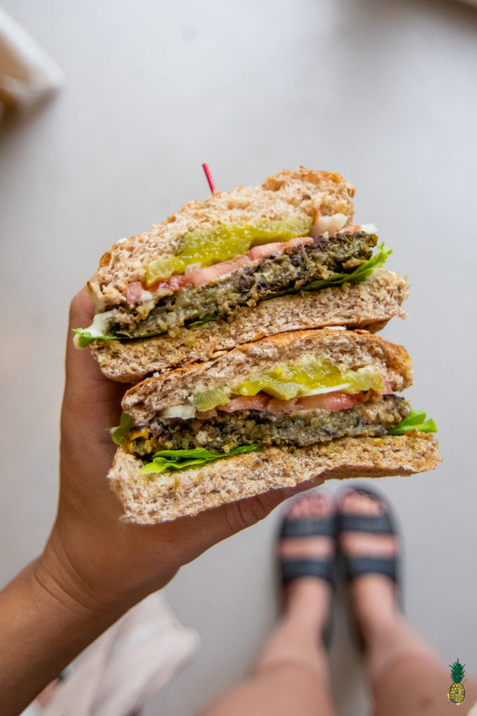 Vegan Black Bean Burger Nourish Cafe Aruba