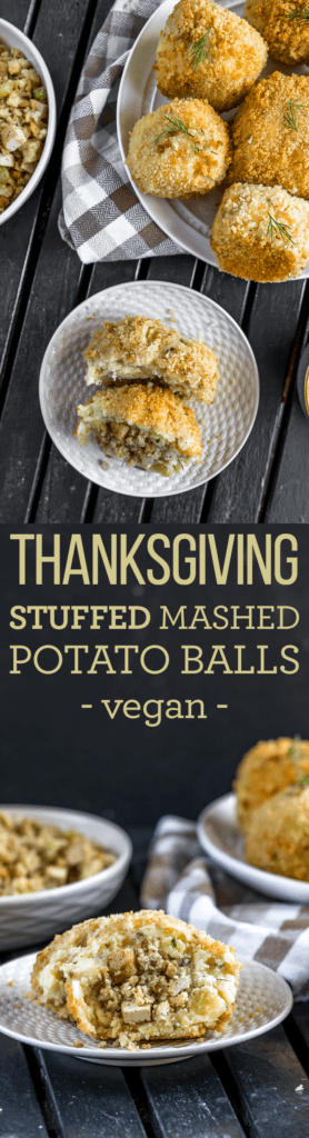 Thanksgiving Stuffed Mashed Potato Balls {vegan}